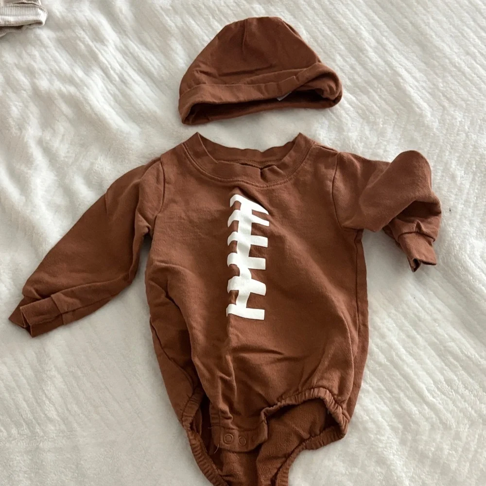 Carter's Brown Football Bodysuit with Cap